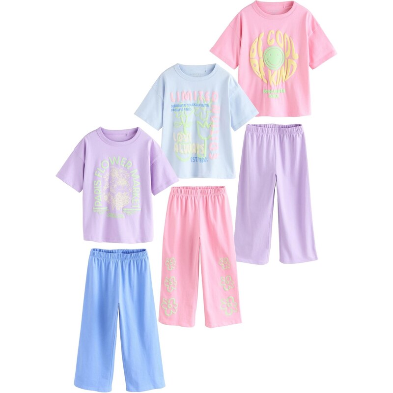 Next Pyžamo pastelovo modrá / pastelovo zelená / levanduľová / ružová 68261027