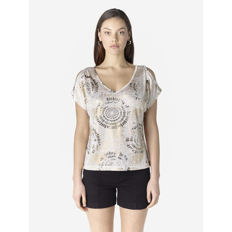 KOROSHI Tričko zlatá / strieborná / biela 68261088