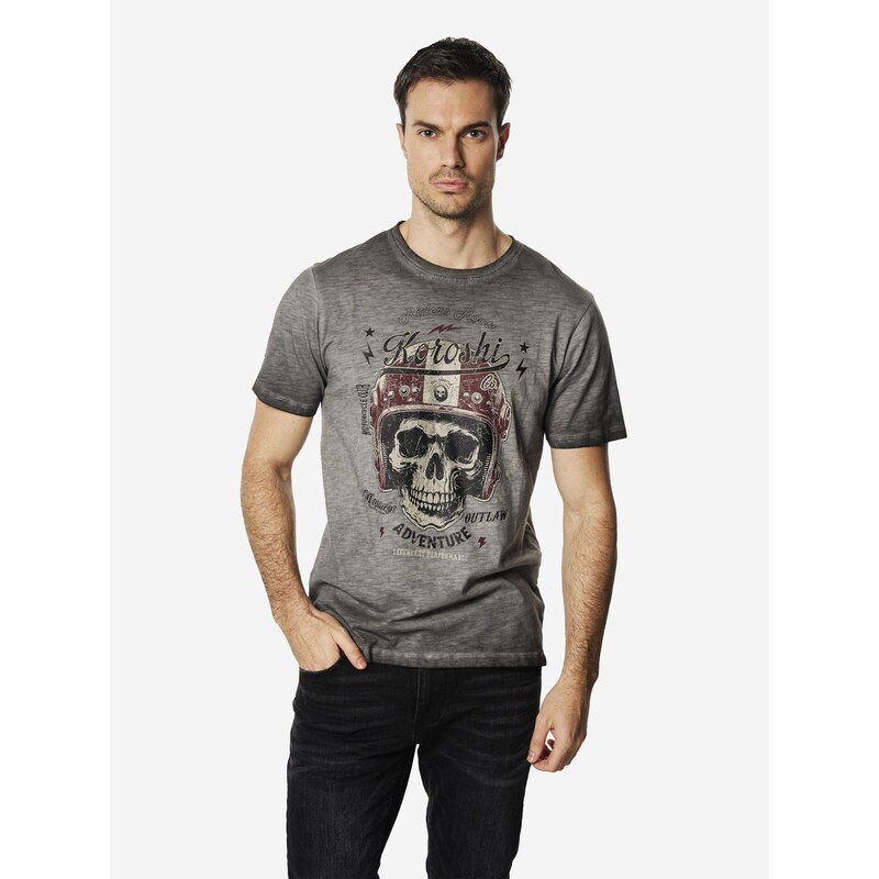 KOROSHI Tričko krémová / sivá / vínovo červená / čierna 68261105