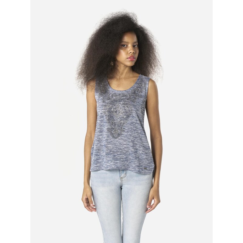 KOROSHI Top modrá melírovaná / čierna / strieborná 68261121