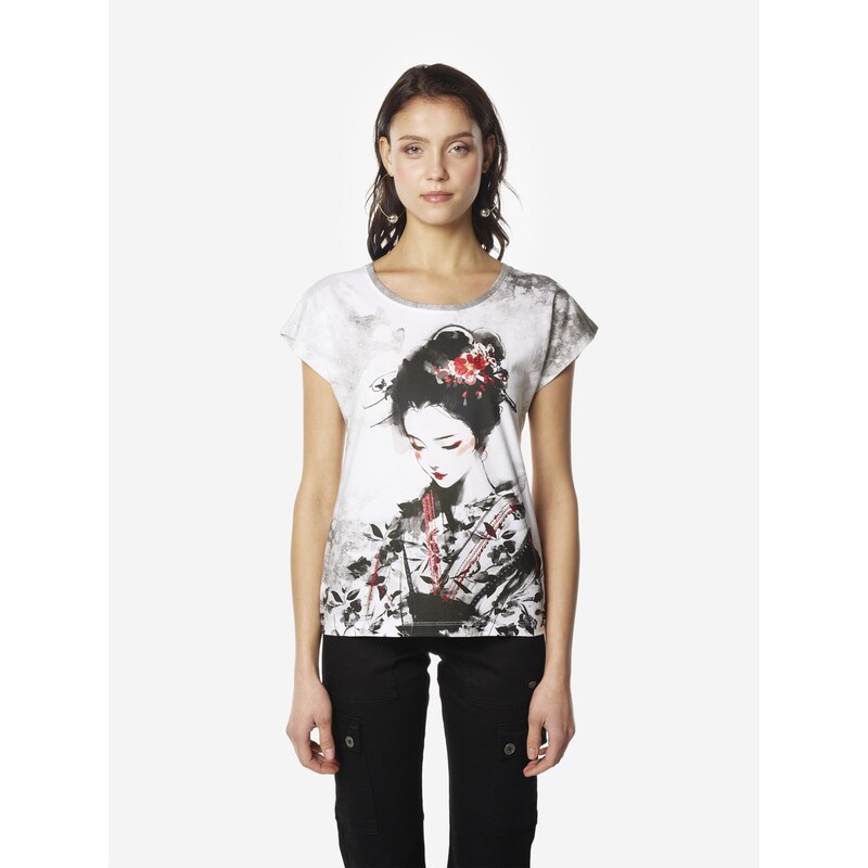 KOROSHI Tričko žltá / brusnicová / čierna / biela 68261124