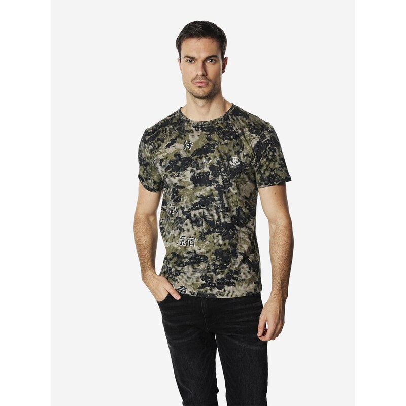 KOROSHI Tričko kaki / čierna / biela 68261132