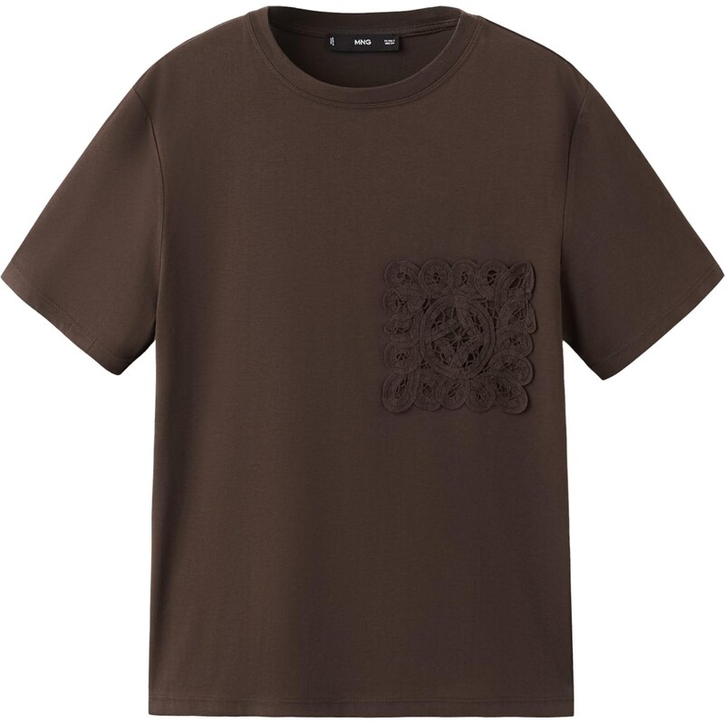 MANGO Tričko DAISY tmavohnedá 68261248