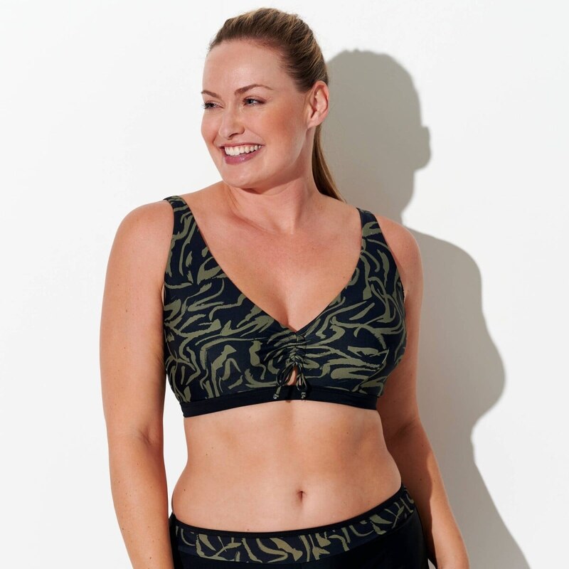 Trojuholníková plavková podprsenka Floresta, bez kostíc čierna/khakiI 68262060