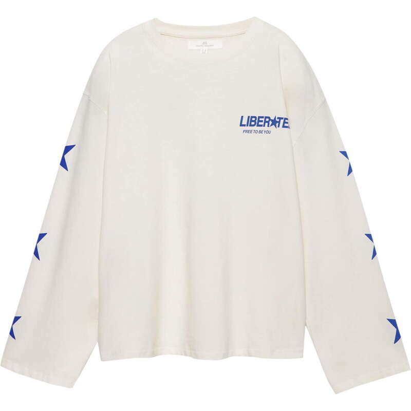 Pull&Bear Tričko PACIFIC EMPOWER modrá / biela ako vlna 68261846