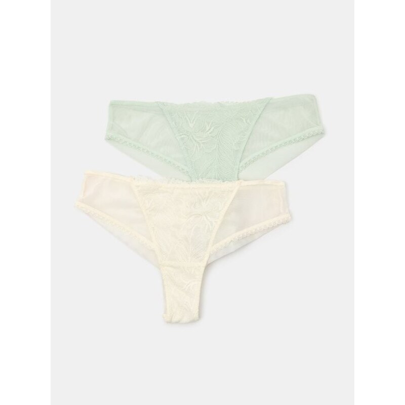 Sinsay - Čipkované brazilské nohavičky 2 balenie - svetlomodrá 68242164