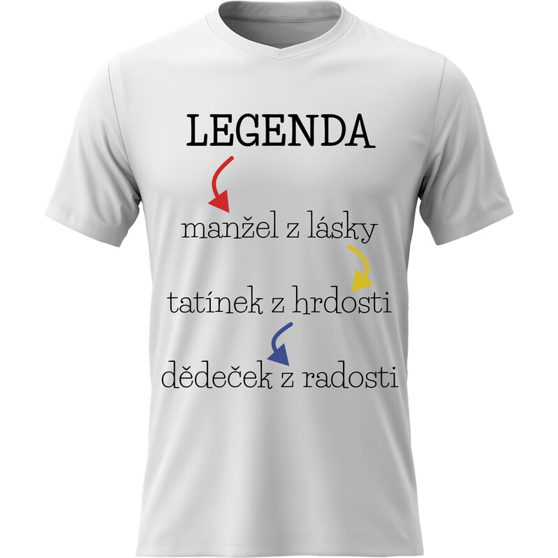 Pánské bavlněné tričko s potiskem - LEGENDA - bílé 68262532