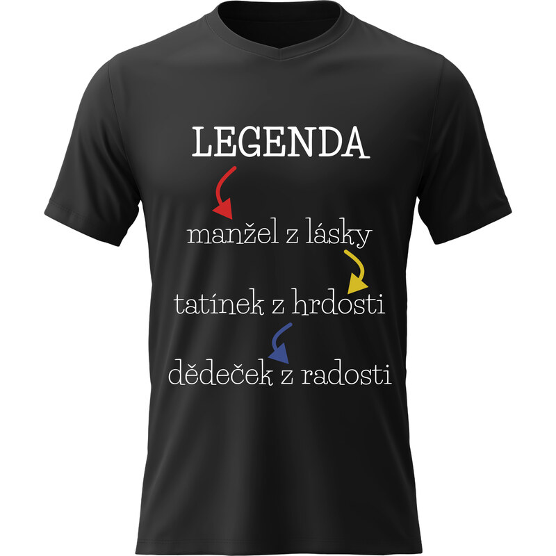 Pánské bavlněné tričko s potiskem - LEGENDA - černé 68262533