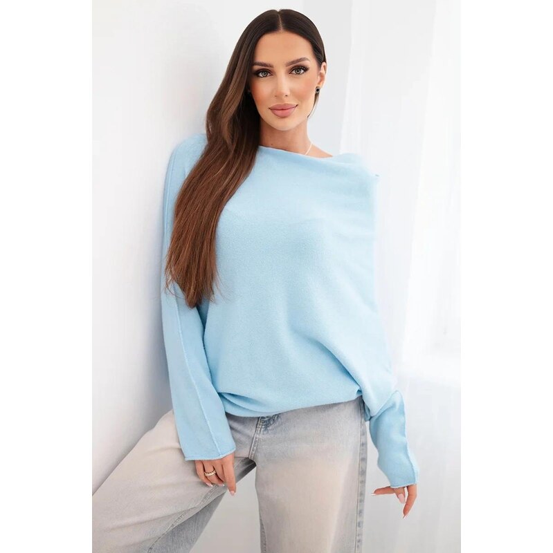 MladaModa Asymetrický sveter s netopierími rukávmi model IT95 68262348