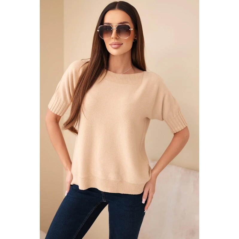 MladaModa Viskózový sveter s krátkym rukávom model 9511 farba svetlá 68262374