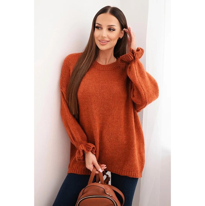 MladaModa Sveter s voľným strihom so zdobenými rukávmi model IT111 68262366