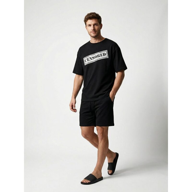 Sinsay - Dvojdielne pyžamo z úpletu french terry - čierna 68241671