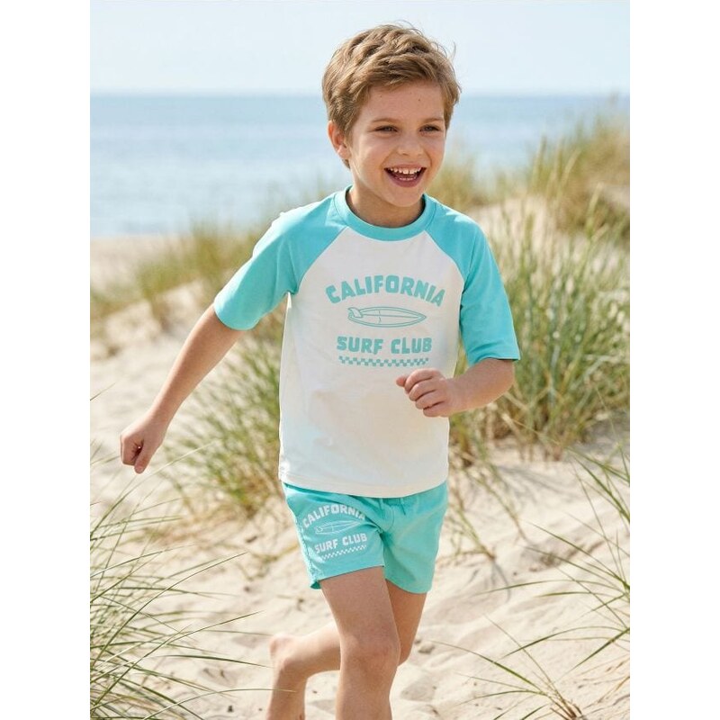 Sinsay - Plážové šortky s nápisom California Surf Club - bledozelená 67776649