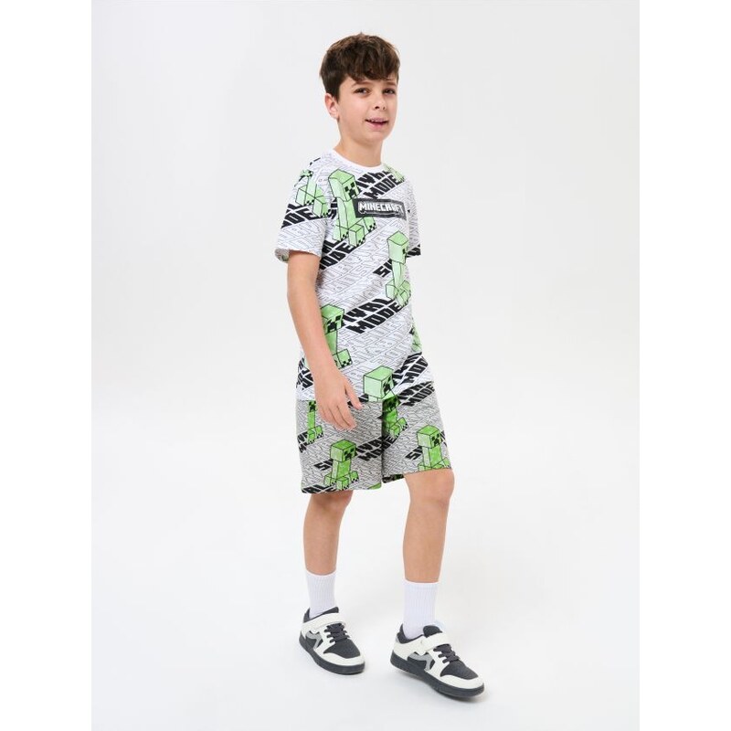 Sinsay - Voľné šortky Minecraft - svetlošedá 68264224