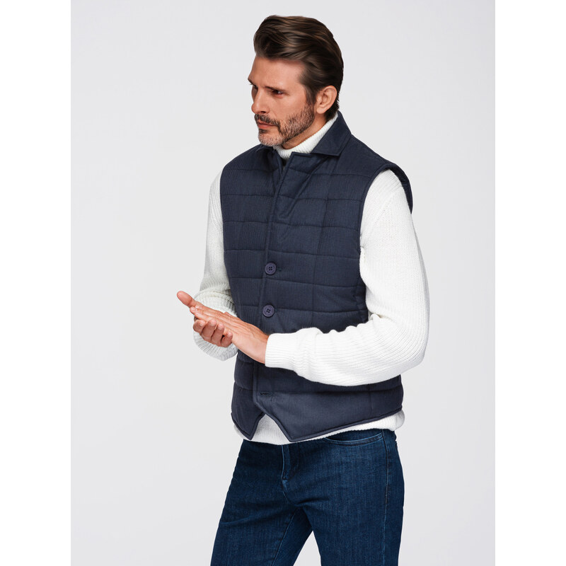 Ombre pánska prešívaná vesta - béžová 68298115