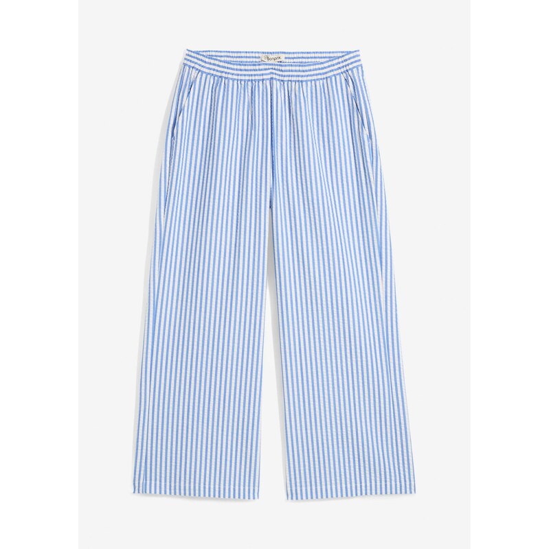 bonprix Nohavice Palazzo, 7/8 dĺžka, seersucker, farba modrá 62972840