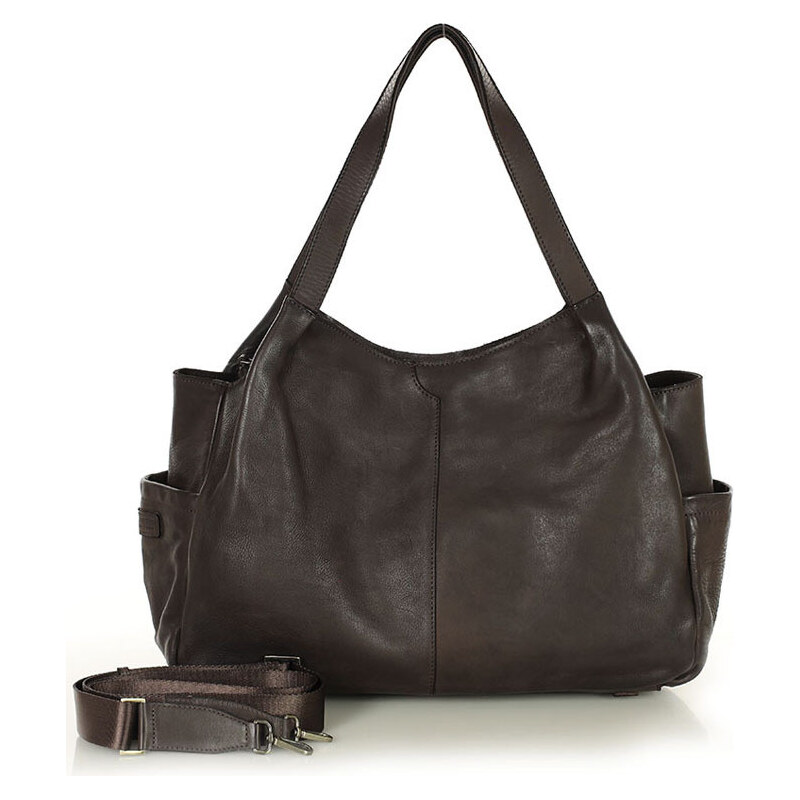 MARCO MAZZINI Dámska taška typu hobo, prírodná koža | tmavohnedá vp7d 68265964