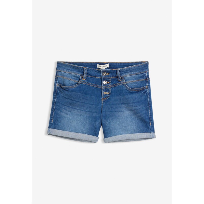 bonprix Džínsové šortky, Mid Waist, farba modrá 44789515