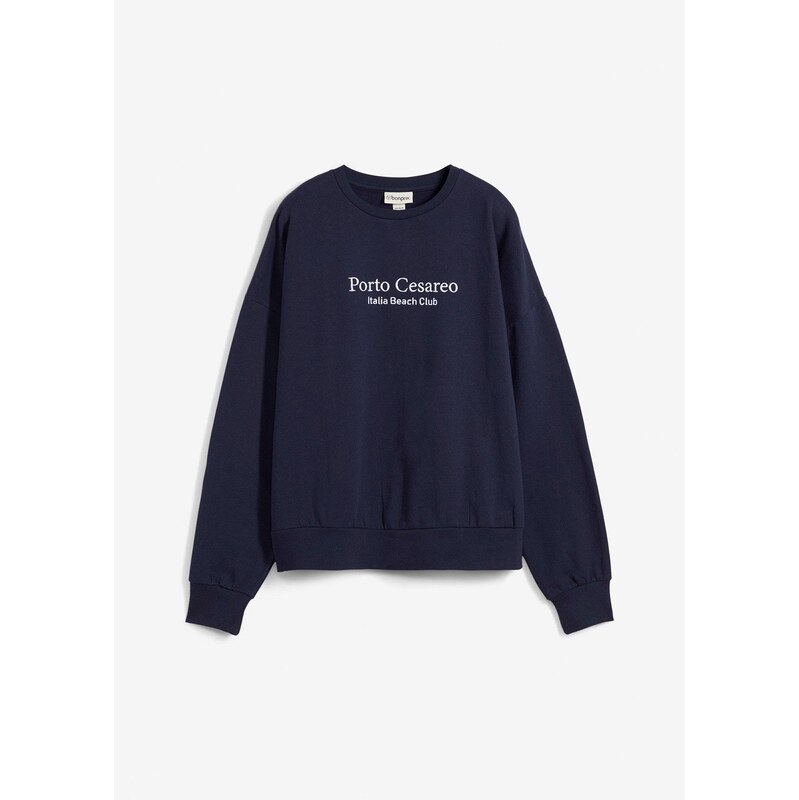 bonprix Mikina Oversize s výšivkou, farba modrá 63234472