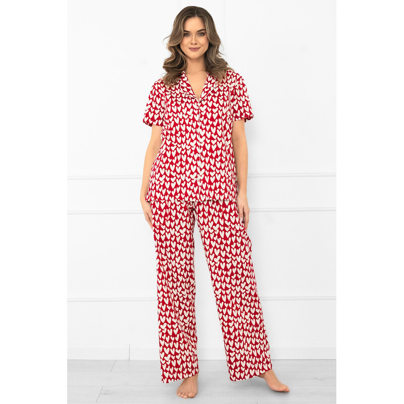 Italian Fashion Dámske bavlnené pyžamo na gombíky so srdiečkami Xenia 68266812