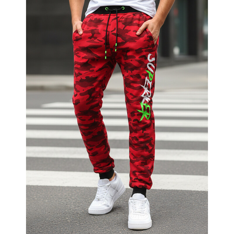 BASIC Červené pánske maskáčové tepláky UX3514 29265784