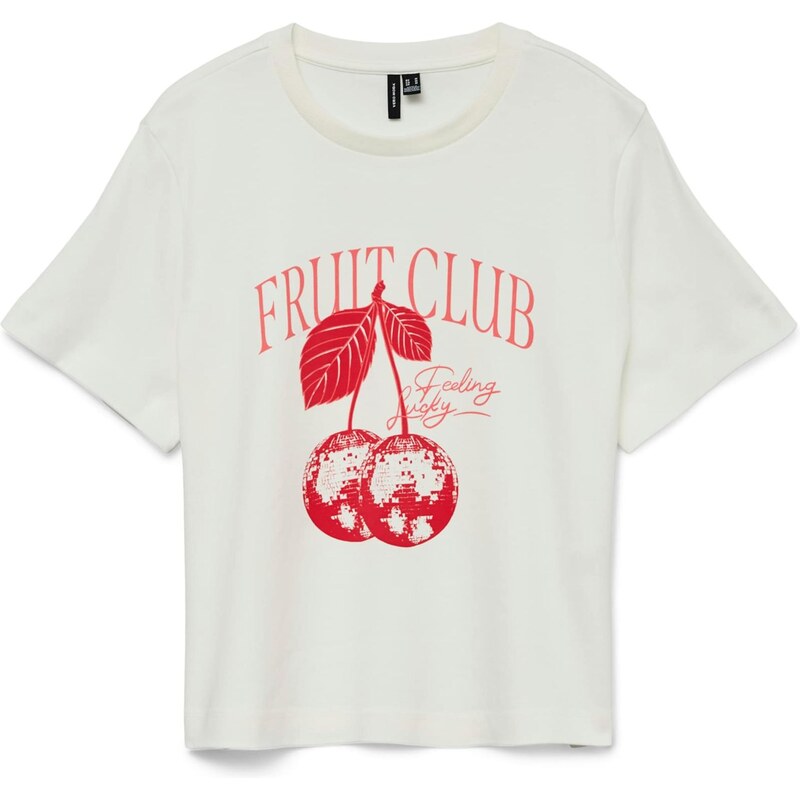 VERO MODA Tričko VMYMA METTE červená / biela 68293523