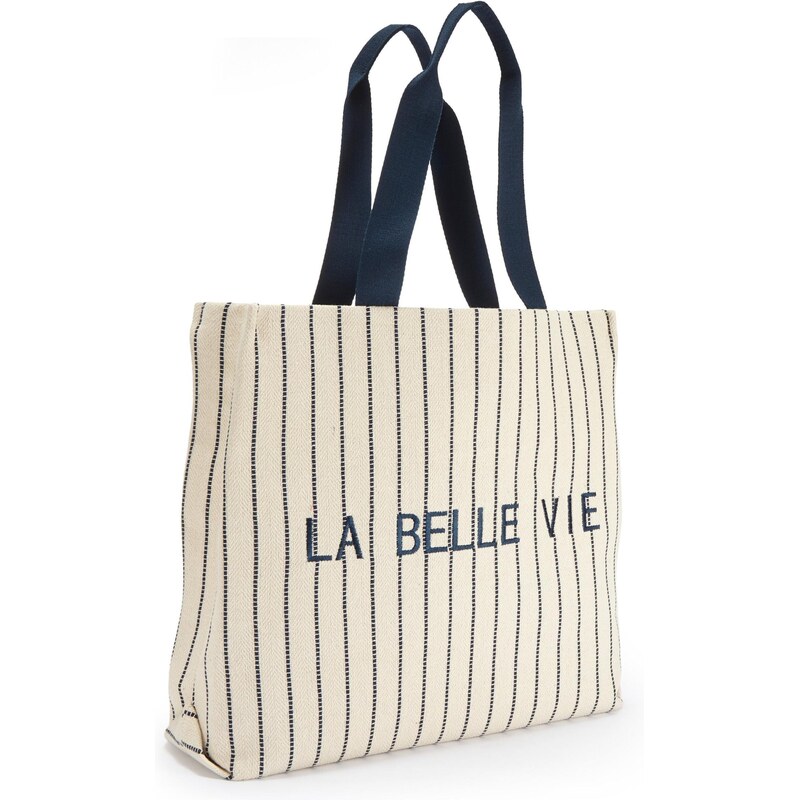 VIVANCE Shopper tmavomodrá / biela ako vlna 68293610