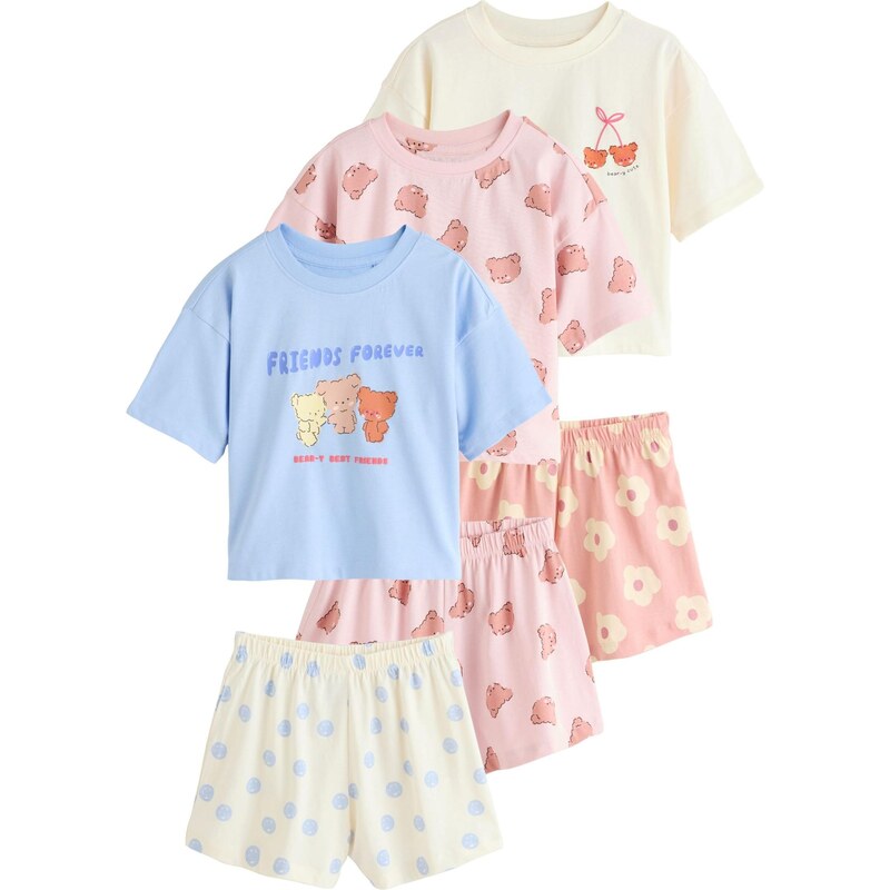 Next Pyžamo svetlomodrá / pastelovo žltá / oranžová / ružová 68294061