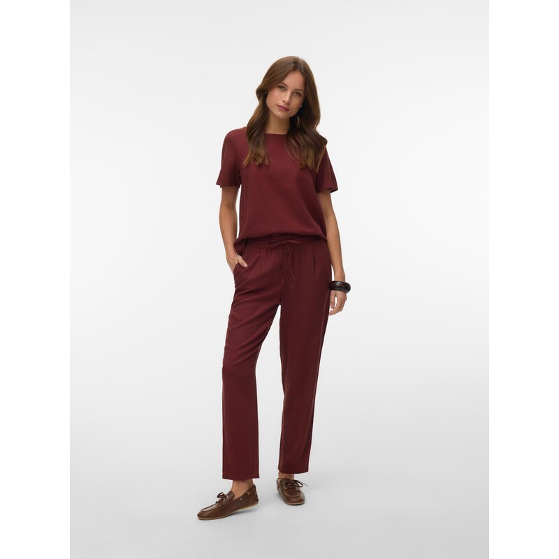 VERO MODA Plisované nohavice burgundská 68294224