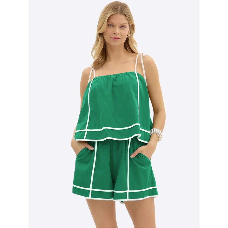 Imily Bela Nohavicový kostým trávovo zelená / biela 68294635