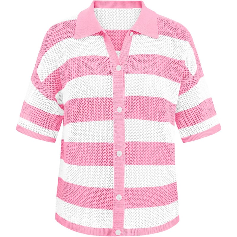 Imily Bela Kardigán ružová / biela 68294654