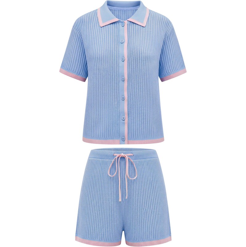 Imily Bela Nohavicový kostým svetlomodrá / ružová 68294740