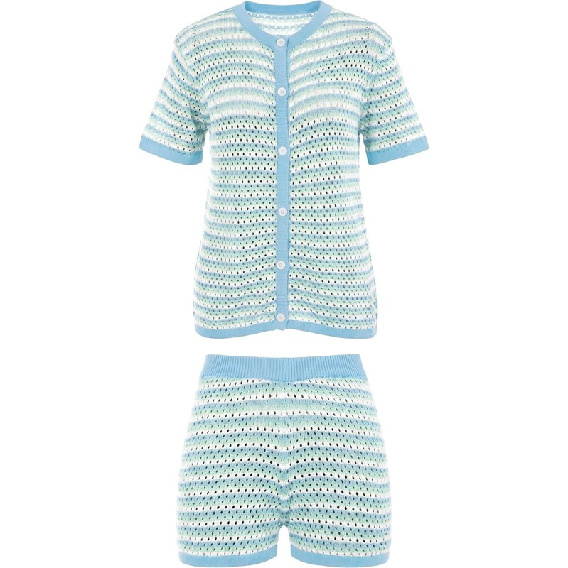 Imily Bela Nohavicový kostým svetlomodrá / svetlozelená / biela 68294756