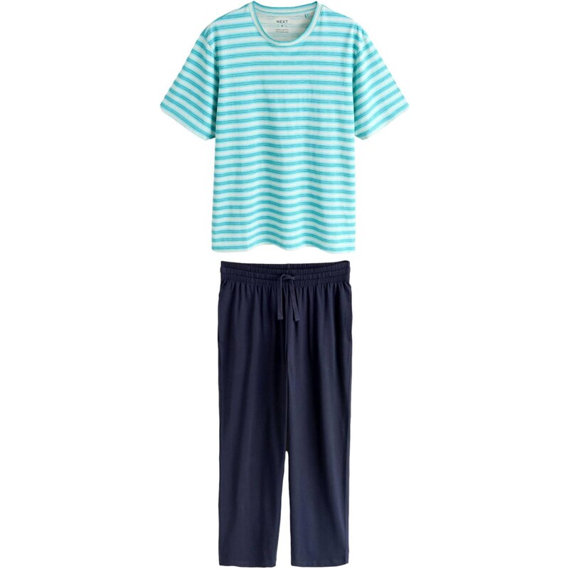 Next Dlhé pyžamo tyrkysová / vodová / tmavomodrá / biela 68294855