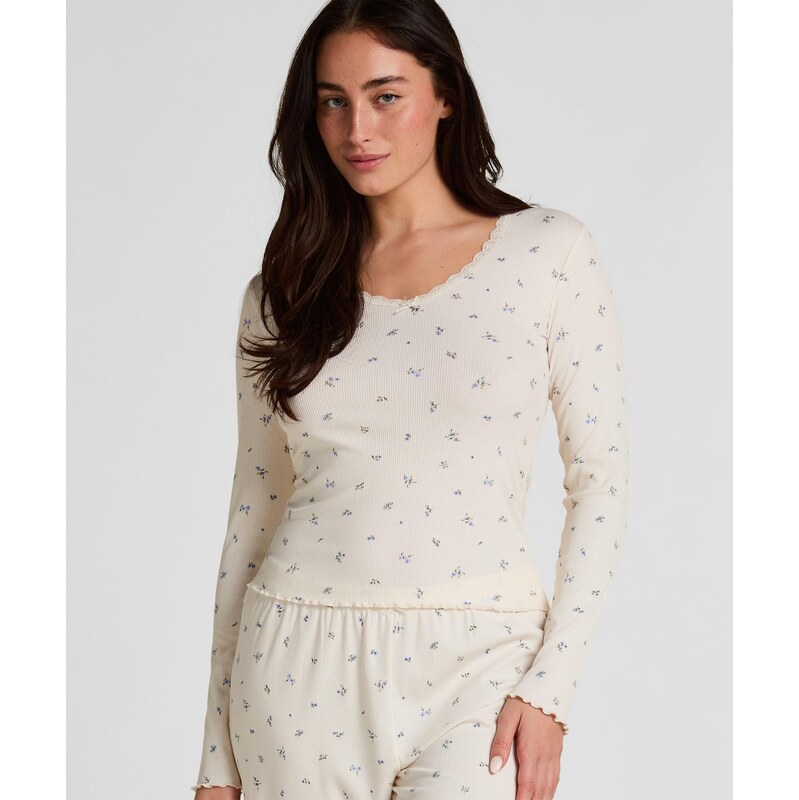 Hunkemöller Tričká na spanie Daisy modrá / pastelovo modrá / olivová / 68295004