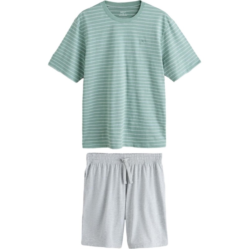 Next Krátke pyžamo svetlosivá / zelená / biela 68295092