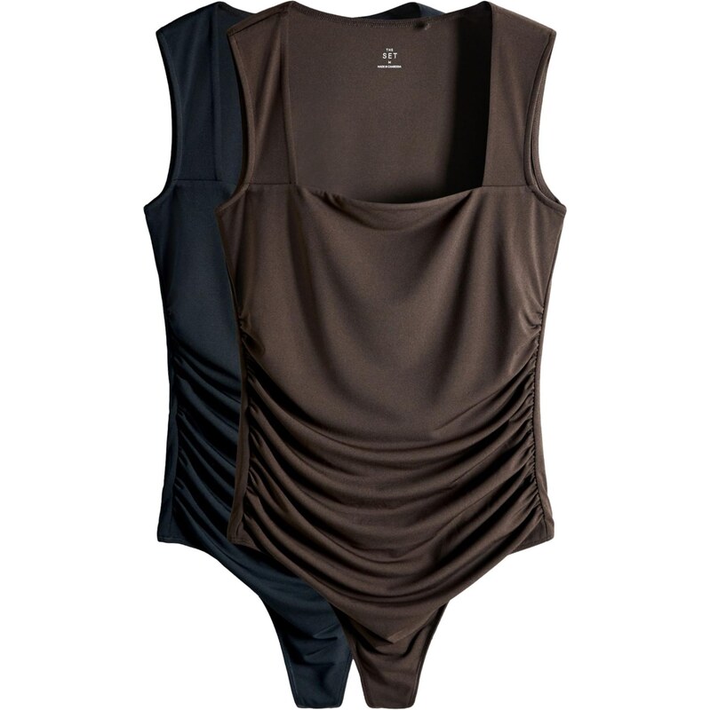 The Set Košeľové body hnedá / čierna 68295361