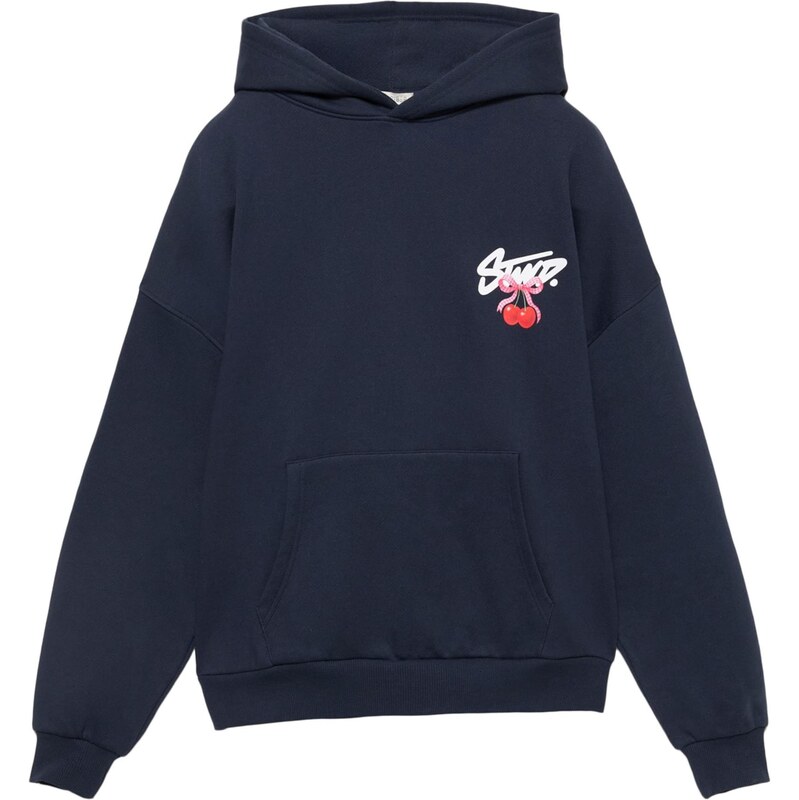 Pull&Bear Mikina námornícka modrá / ružová / čerešňová / biela 68295503