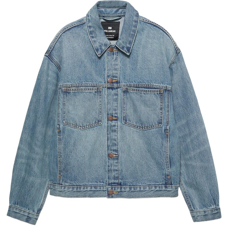 Pull&Bear Prechodná bunda modrá denim 68295913