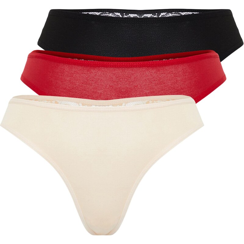 Trendyol Tangá béžová / červená / čierna 68295901