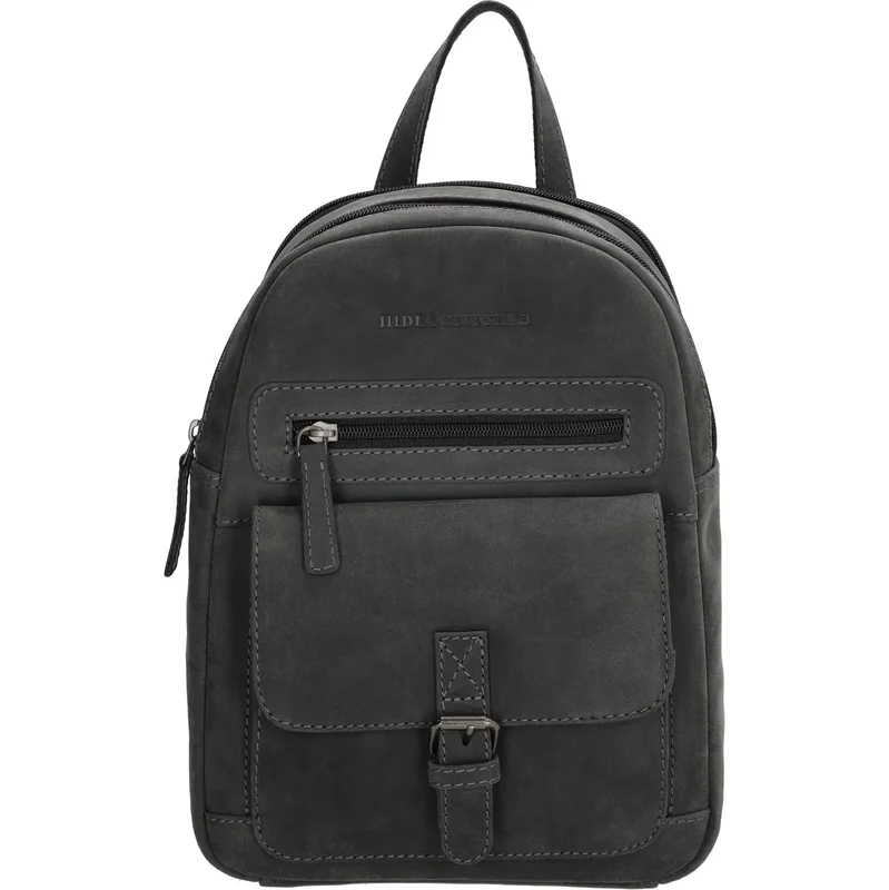 Hide & Stitches Čierny prešívaný kožený batoh „Jupiter“ 68471078