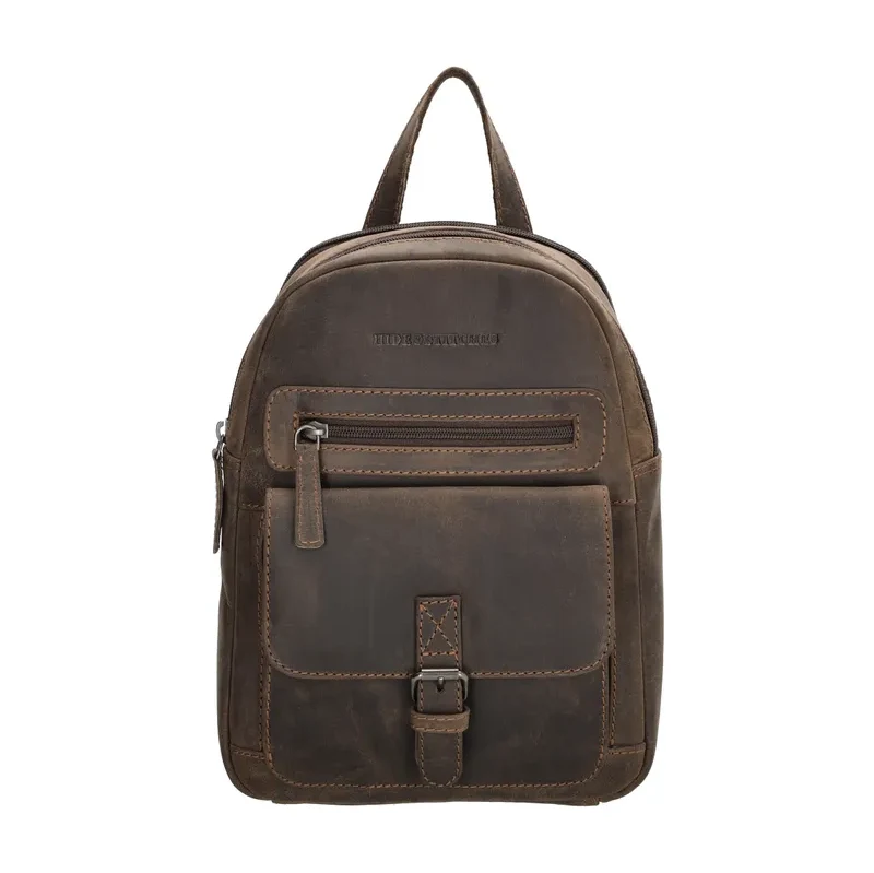 Hide & Stitches Hnedý prešívaný kožený batoh „Jupiter“ 66303501