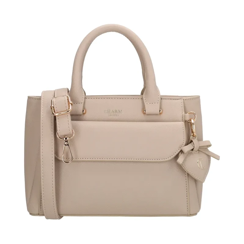 Charm London Béžová zdobená kabelka na rameno „Mia“ 65197004