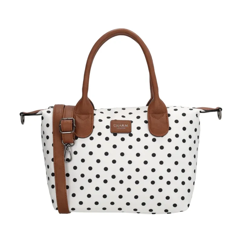 Charm London Bodkovaná čierno-biela nepremokavá kabelka na rameno 68294191