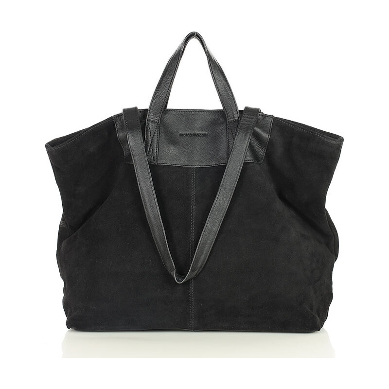 Veľká čierna semišová kožená kabelka s dvojitými ušami - MARCO MAZZINI 68297712