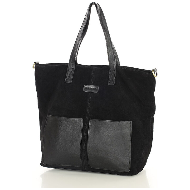 Veľká čierna semišová shopper kabelka MARCO MAZZINI vs123aa 68297719