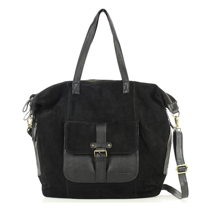 Veľká čierna semišová shopper kabelka s vreckom MARCO MAZZINI (vs126aa 68297717