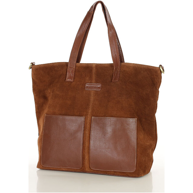 Veľká hnedá semišová shopper kabelka MARCO MAZZINI vs123bb 68297721