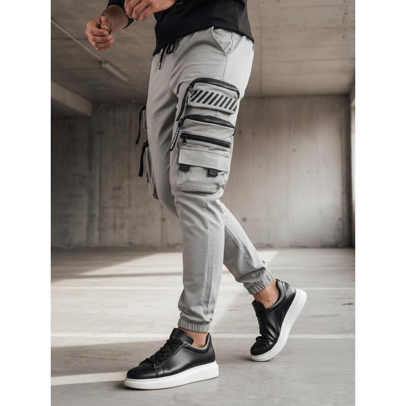 BASIC Sivé cargo tepláky UX4159 49672049