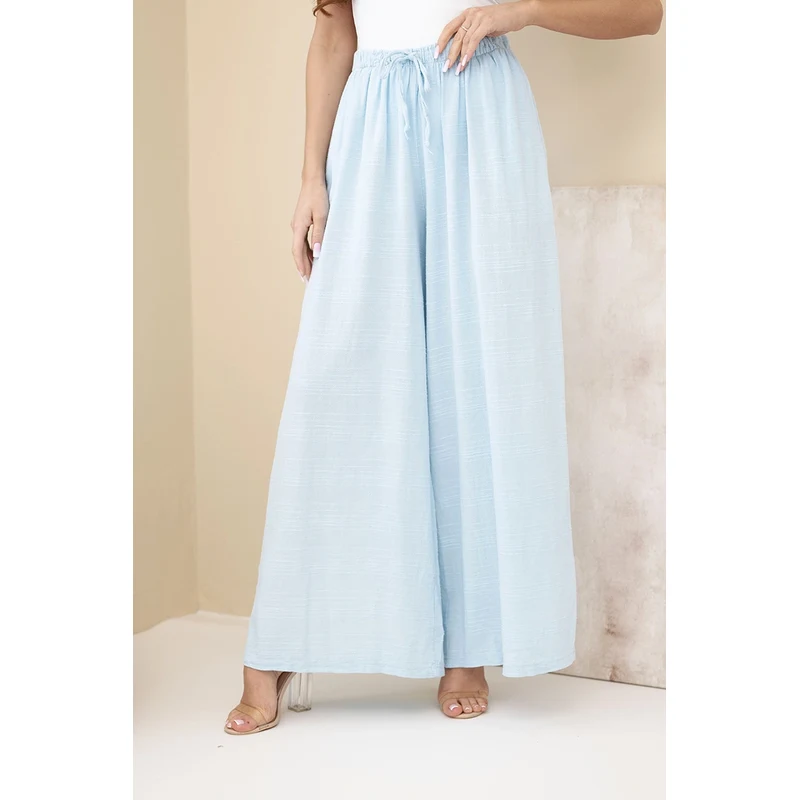 Kesi Włoski Kesi dámske široké bavlnené nohavice s elastickým pásom 68297862